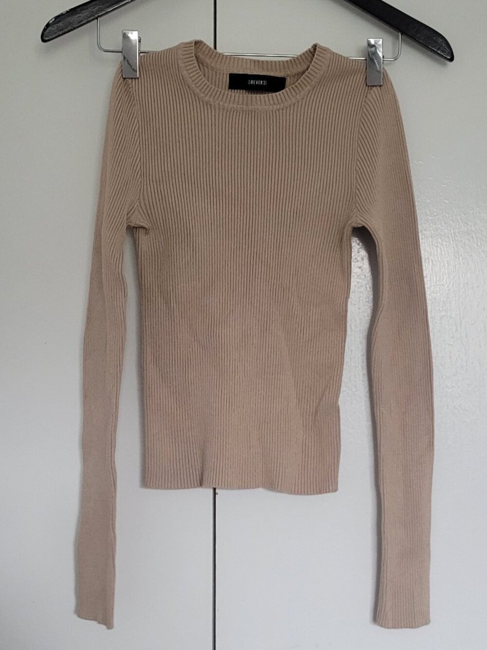 Forever 21 - beige/tan rib knit crop top, x-small/small